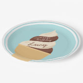 Chocolade Swirl Ice Cream Kids Birthday Party Papieren Bordje (Gekanteld)
