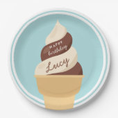Chocolade Swirl Ice Cream Kids Birthday Party Papieren Bordje (Voorkant)