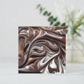 chocolade swirl vierkant uitnodiging (Staand voorkant)