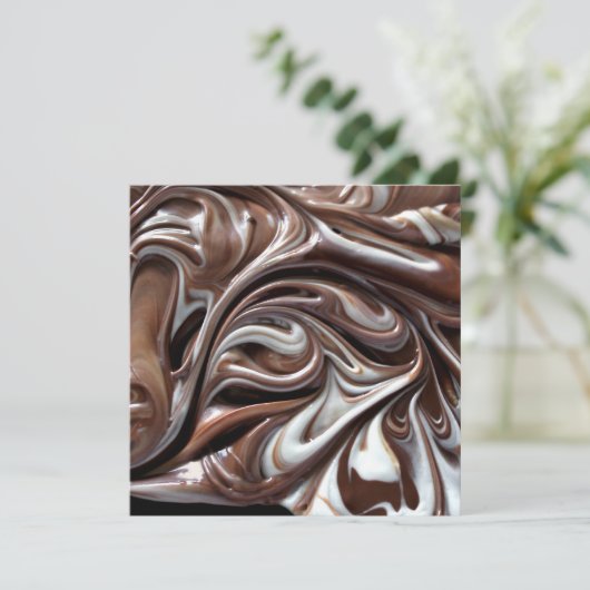 chocolade swirl vierkant uitnodiging (Staand voorkant)