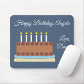 Chocolade taart en blauw-grijze verjaardag muismat (Met muis)