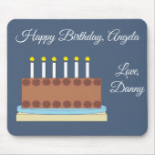 Chocolade taart en blauw-grijze verjaardag muismat (Voorkant)