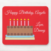 Chocolade taart en een gelukkige verjaardag muismat (Voorkant)