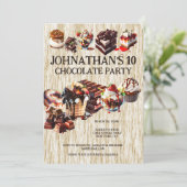 Chocolade taartfeest kinder zomerse verjaardagsdes kaart (Staand voorkant)