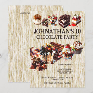 Chocolade taartfeest kinder zomerse verjaardagsdes kaart