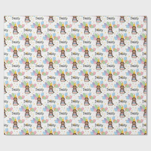 Chocolade Tan Cockapoo Cavapoo Hond Verjaardag Cadeaupapier (Vlak)