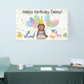 Chocolade Tan Cockapoo Cavapoo Hond Verjaardagsfee Spandoek (Beurs)