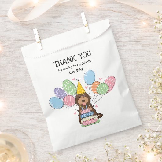 Chocolade Tan Cockapoo Cavapoo Verjaardagsfeest Bedankzakje (Geknipt)