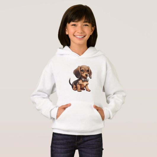 Chocolade & Tan Dachshund Hoodie (Voorkant volledig)