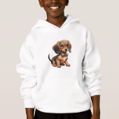 Chocolade & Tan Dachshund Hoodie (Voorkant)