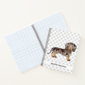 Chocolade & Tan Dapple Kortharige Dachshund & Teks Notitieboek (Binnen)