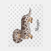 Chocolade & Tan Dapple Long Hair Dachshund & Name Fleece Deken (Voorkant)
