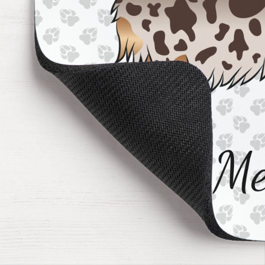 Chocolade & Tan Dapple Long Hair Dachshund & Name Muismat (Hoek)