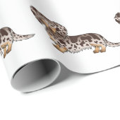 Chocolade & Tan Dapple Long Hair Dachshund Pattern Cadeaupapier (Rol Hoek)