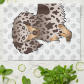 Chocolade & Tan Dapple Long Hair Dachshund & Paws Theedoek (Gevouwen)