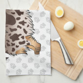 Chocolade & Tan Dapple Long Hair Dachshund & Paws Theedoek (Quarter Fold)