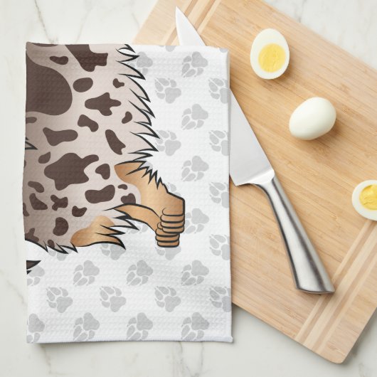 Chocolade & Tan Dapple Long Hair Dachshund & Paws Theedoek (Quarter Fold)