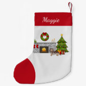 Chocolade & Tan Dapple Long Hair Dachshund X-mas Kleine Kerstsok (Achterkant)