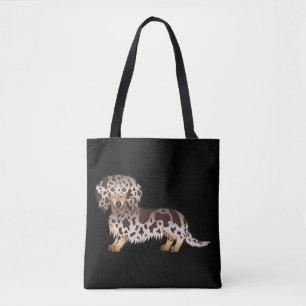 Chocolade & Tan Dapple Long Hair Dachshund - zwart Tote Bag
