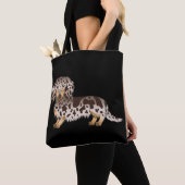 Chocolade & Tan Dapple Long Hair Dachshund - zwart Tote Bag (Dichtbij)
