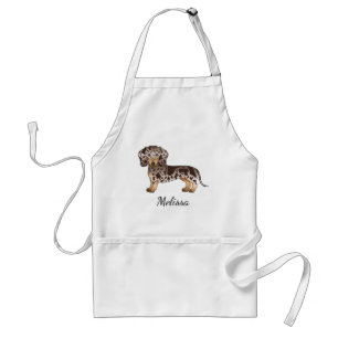 Chocolade & Tan Dapple Short Hair Dachshund & Name Standaard Schort