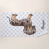 Chocolade & Tan Dapple Short Hair Dachshund & Name Strandlaken (Voorkant)