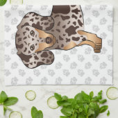 Chocolade & Tan Dapple Short Hair Dachshund & Paws Theedoek (Gevouwen)