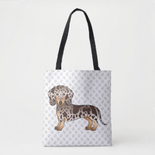 Chocolade & Tan Dapple Short Hair Dachshund & Paws Tote Bag