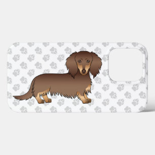 Chocolade & Tan Lange Haren Dachshond Hond & Poota Case-Mate iPhone Case