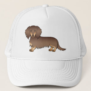 Chocolade & Tan Lange Haren Dachshund Cartoon Hond Trucker Pet