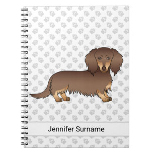 Chocolade & Tan Lange Haren Dachshund Hond & Tekst Notitieboek