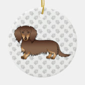 Chocolade & Tan Long Hair Dachshund Cartoon Dog Keramisch Ornament (Voorkant)