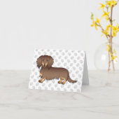 Chocolade & Tan Long Hair Dachshund Dog & Paws Kaart (Gele Bloem)