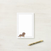Chocolade & Tan Long Hair Dachshund Dog & Paws Post-it® Notes (Op bureau)
