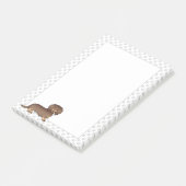 Chocolade & Tan Long Hair Dachshund Dog & Paws Post-it® Notes (Schuin)