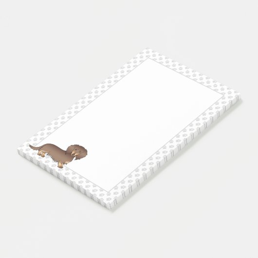 Chocolade & Tan Long Hair Dachshund Dog & Paws Post-it® Notes (Schuin)