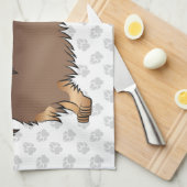 Chocolade & Tan Long Hair Dachshund Dog & Paws Theedoek (Quarter Fold)