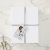Chocolade & Tan Piebald Langharige Dachshond & Poo Cadeaulabel (Met Touw)