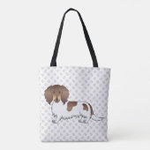 Chocolade & Tan Piebald Langharige Dachshond & Poo Tote Bag (Achterkant)