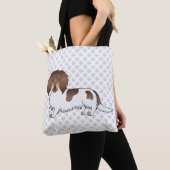 Chocolade & Tan Piebald Langharige Dachshond & Poo Tote Bag (Dichtbij)