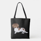 Chocolade & Tan Piebald Langharige Dachshund Hond Tote Bag (Achterkant)