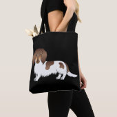 Chocolade & Tan Piebald Langharige Dachshund Hond Tote Bag (Dichtbij)
