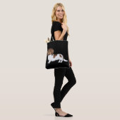 Chocolade & Tan Piebald Langharige Dachshund Hond Tote Bag (Op model)