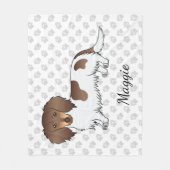 Chocolade & Tan Piebald Langharige Dachshund & Naa Fleece Deken (Voorkant)