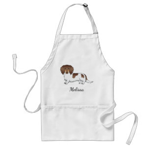 Chocolade & Tan Piebald Langharige Dachshund & Naa Standaard Schort