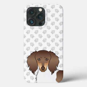 Chocolade & Tan Piebald Langharige Dachshund & Poo Case-Mate iPhone Case