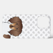 Chocolade & Tan Piebald Langharige Dachshund & Poo Case-Mate iPhone Case (Achterkant (horizontaal))