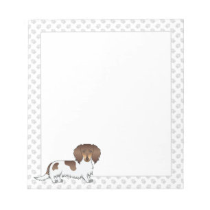 Chocolade & Tan Piebald Langharige Dachshund & Poo Notitieblok