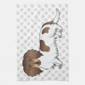 Chocolade & Tan Piebald Langharige Dachshund & Poo Theedoek (Verticaal)