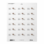 Chocolade & Tan Piebald Langharige Dachshund & Tek Etiket (Full Sheet)